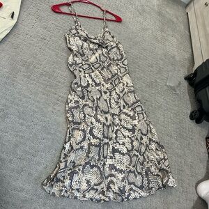 Cowl neck spaghetti strap snake skin dress